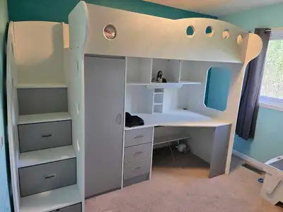 Moving sale! NIKA Loft Bed With Desk And Storage (Twin), View more