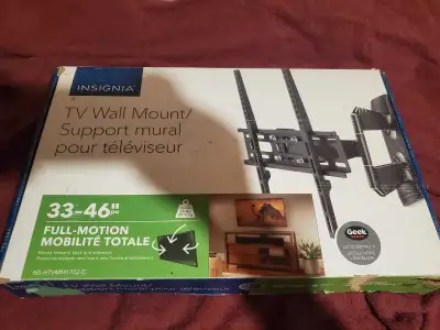 This is a used Insignia full-motion TV wall mount/support. It moves forward, backward and sideways....