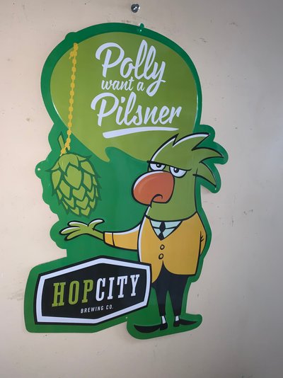 Vintage Hop City Polly brewing beer bar tin excellent condition, View more