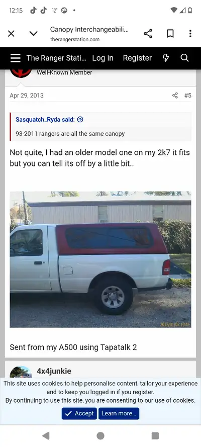 Looking for a 7ft, long box ford ranger canopy. Let me know what you have. Will travel for the right...