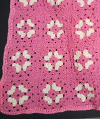 New pink-and-white 60 x 60-inch handmade blanket / bedspread