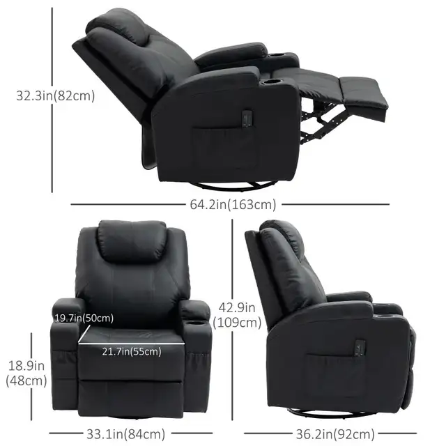 Rocking Massage Recliner Chair, Swivel Nursery Rocker Chair in Chairs & Recliners in Markham / York Region - Image 4