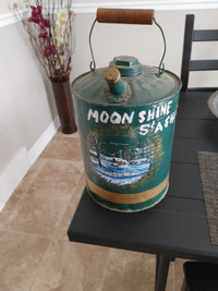Vintage GAS CAN Folk ART Tole painting MOONSHINE