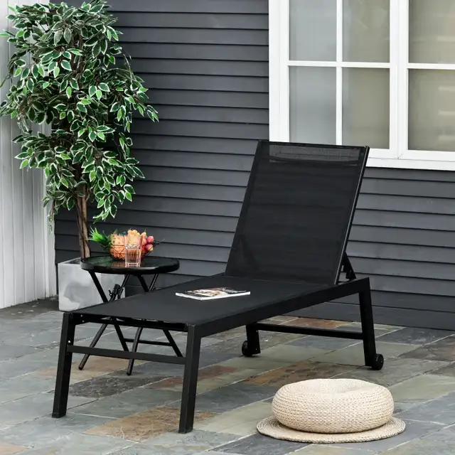 Outdoor Lounge Chair, Patio Lounger with 5-Position Reclining Ba in Patio & Garden Furniture in Markham / York Region - Image 2