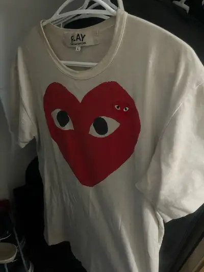 Men's Comme Des Garçons PLAY T-Shirt, Red Heart Logo & Patch - , View more