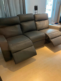 Genuine leather power reclining couch