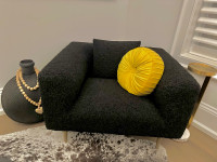 Gorgeous New Black Boucle Chair Gold Legs