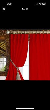 Brand New Red Triple Pleated Curtains (x5)