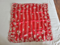 Small Red daisy floral striped silly scarf