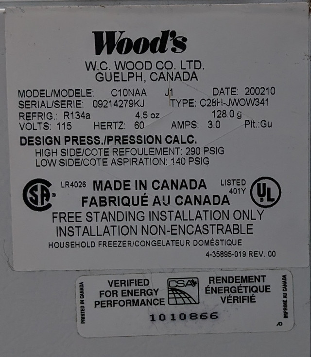 W.C. Woods 10 cu. ft. Chest Freezer in Freezers in Brockville - Image 3