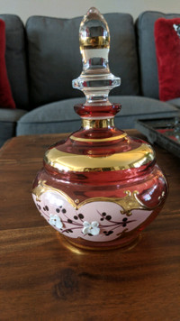 Bohemian Crystal  Cranberry Perfume Bottle.