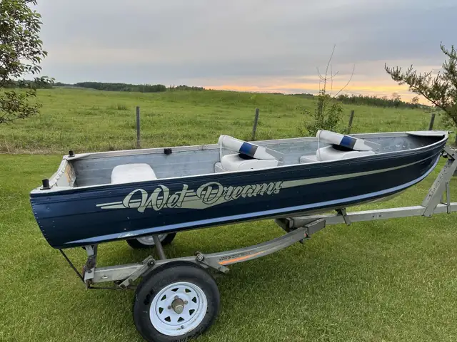 12ft Aluminum fishing boat with 15 Hp Evinrude in Powerboats & Motorboats in Prince Albert - Image 3