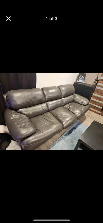 Genuine leather couch in very good condition. Can deliver for free to almost anywhere in Winnipeg!