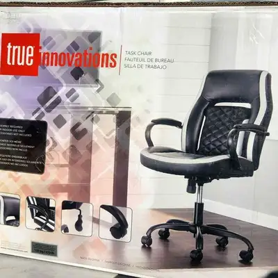Office Chair  True Quilted Task Chair, Black with White Trim, View more