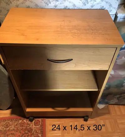meuble à 1 tiroir et 2 tablettes sur roues , View more