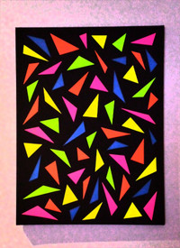 Tableau aux triangles colorés fluo art
