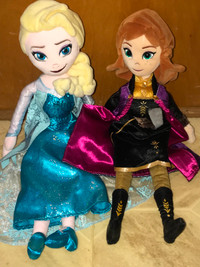 Disney Princess Plush Anna & Elsa Stuffed Dolls 15"-18" Tall