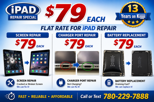 iPad Repair Edmonton – Screen, Battery or Charging Port $79