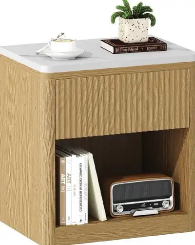 Factory Sealed - Brand New Wood Fluted Nightstand, 22", View more