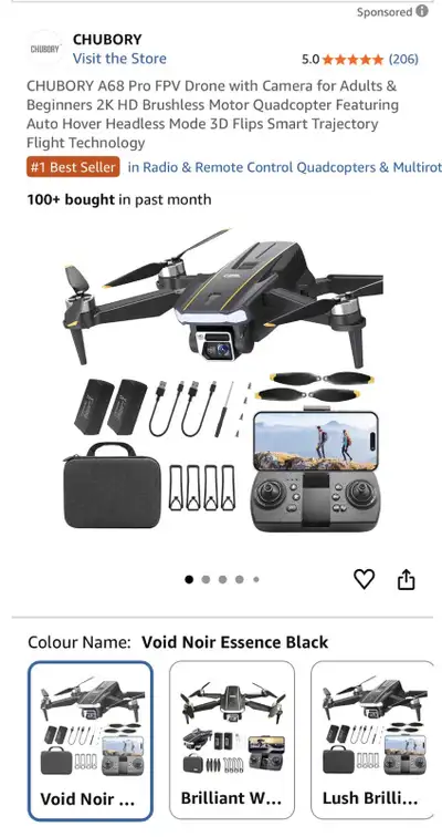 Soar through the skies with the Chubory A68 Pro FPV Drone, equipped with a 2K HD camera for breathta...