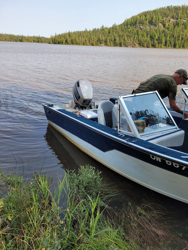 17.5 foot aluminum boat with 115 Evinrude and heavy duty trailer Powerboats & Motorboats