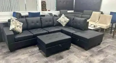 Relextaion station large leather sofa with ottoman , View more