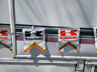 Kawasaki Motorcycle Start/Finish Race Flag Strips x4 - $400.00 obo In Very Good condition. 3 strips...