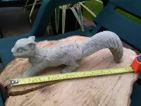 Vintage Unpainted Old Brown Squirrel Concrete Garden Ornament