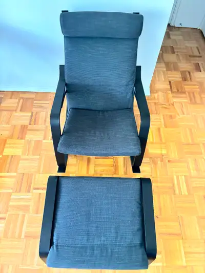 ️ IKEA POÄNG Rocking Chair & Matching Footstool – Black-Brown, View more