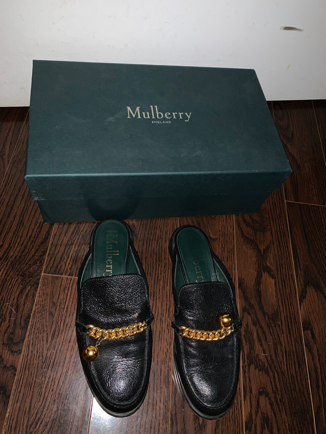 Authentic Mulberry Cambridge Chain Open-Back Leather Loafer #36 in Other in Markham / York Region
