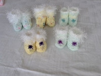 Baby Booties,  Hand Knitted - 0 - 12 months.