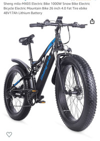 Shengmilo MX03 4.0 Fat Tires 1000W Full Suspension E Bike