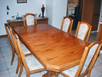 Solid wood dinner table + 6 chairs $375