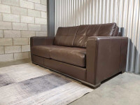 Brown Leather Sofa Lounge Couch Divan Cuir Espresso Brun