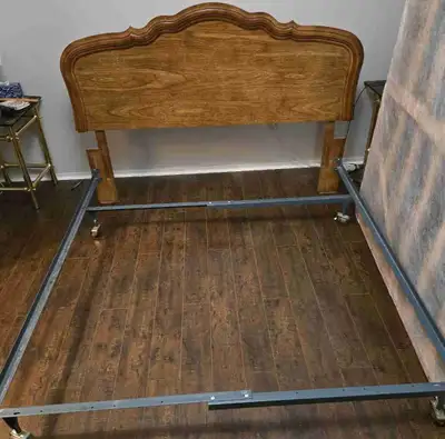 Queen Oak Headboard, Metal frame & Box Spring, View more
