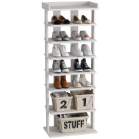 Tier Wood Shoe Rack, Double Rows 7-Tier Shoe Shelf, Shoe Storage