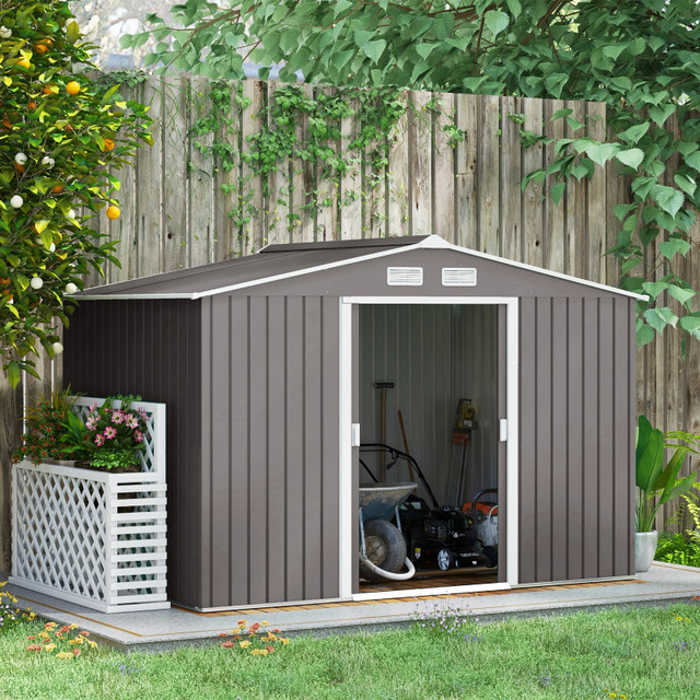 9.1'x6.4'x6.3' Garden Storage Shed w/ Foundation Kit Metal Tool  in Outdoor Tools & Storage in Markham / York Region