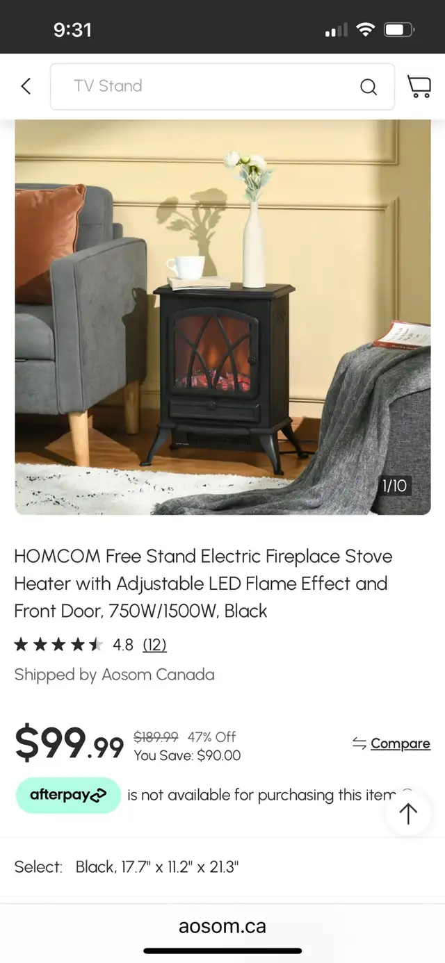 750W/1500W Free Stand Electric Fireplace Stove Heater Adjustabl in Stoves, Ovens & Ranges in Markham / York Region - Image 2