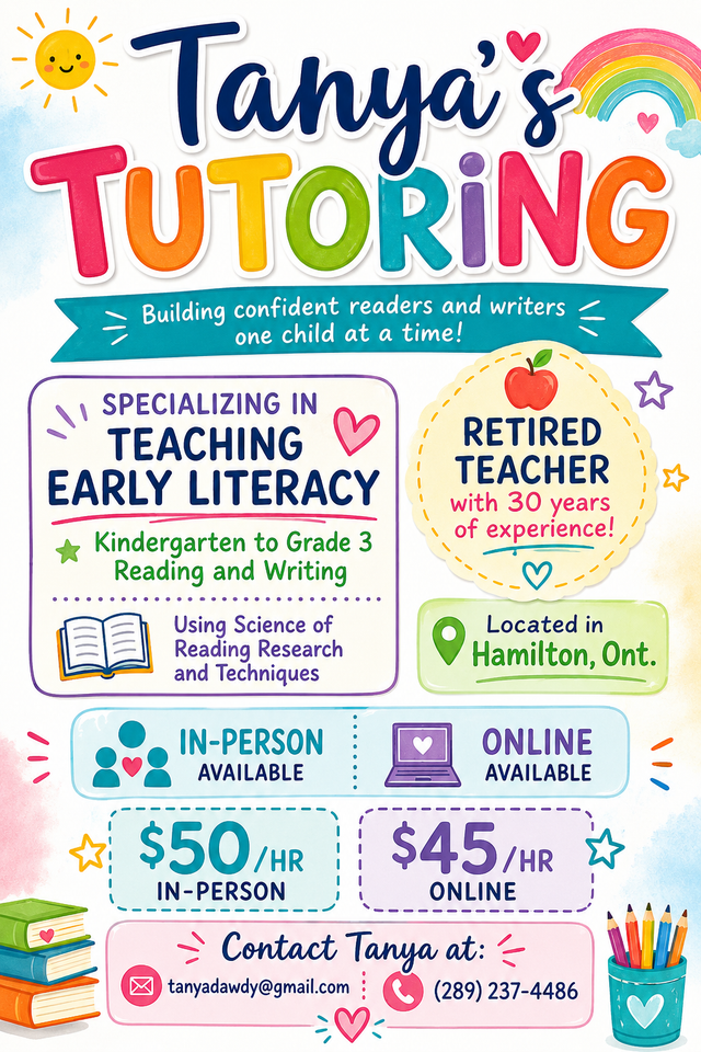 Tutoring Kindergarten to Grade 3