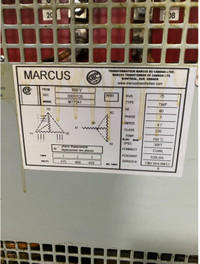 MARCUS TRANSFORMER MT75A1 600V 75KVA 60HZ 3PHASE - LOTS IN STOCK