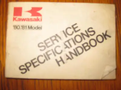 1980-81 Kawasaki Motorcycle Service Specifications Handbook - $20.00 obo In Fair to Good condition....