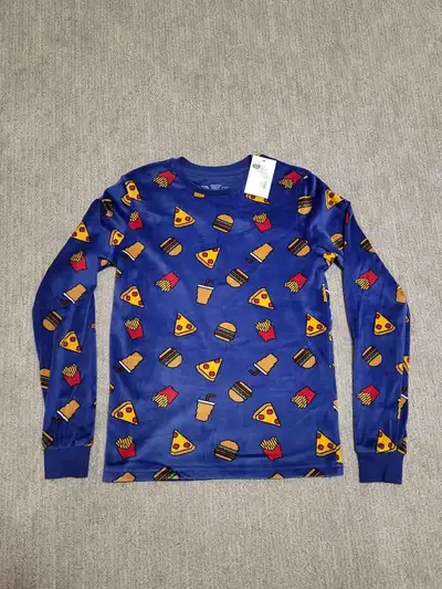 *Brand New* Kid's (LG 10-12) Cozy Long Sleeve Pajama - Fast Food Fries Burger Pizza Brand New - New...