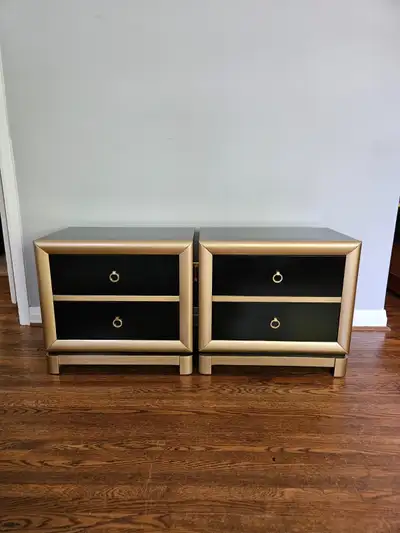 Pair of Modern Two-Tone Nightstands - Ring Pull Handles, View more