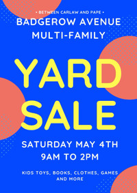 Multi-family Yard Sale Leslieville this Saturday