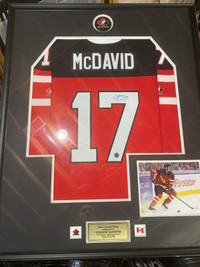 Connor Mcdavid - Signed framed world Jr. Jersey