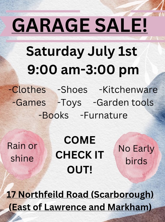 GARAGE SALE TODAY Garage Sales City of Toronto Kijiji