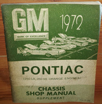 1972 Pontiac GM Orange Engines CHASSIS Manual