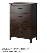 IKEA BRUSALI CHEST of 4 DRAWERS / Brown