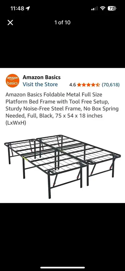 ️  Foldable Metal Platform Bed Frame (Full Size - 18" High), View more