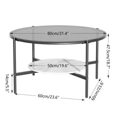 Wisfor Round Glass Tabletop Coffee Table, View more
